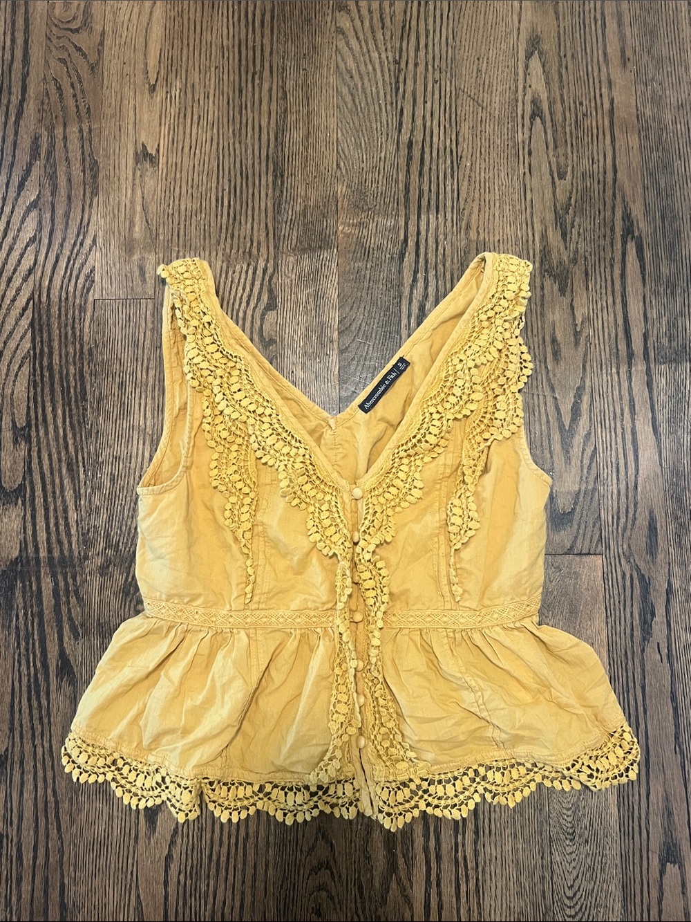 Abercrombie & Fitch Mustard Yellow Crochet-Trim Peplum Camisole